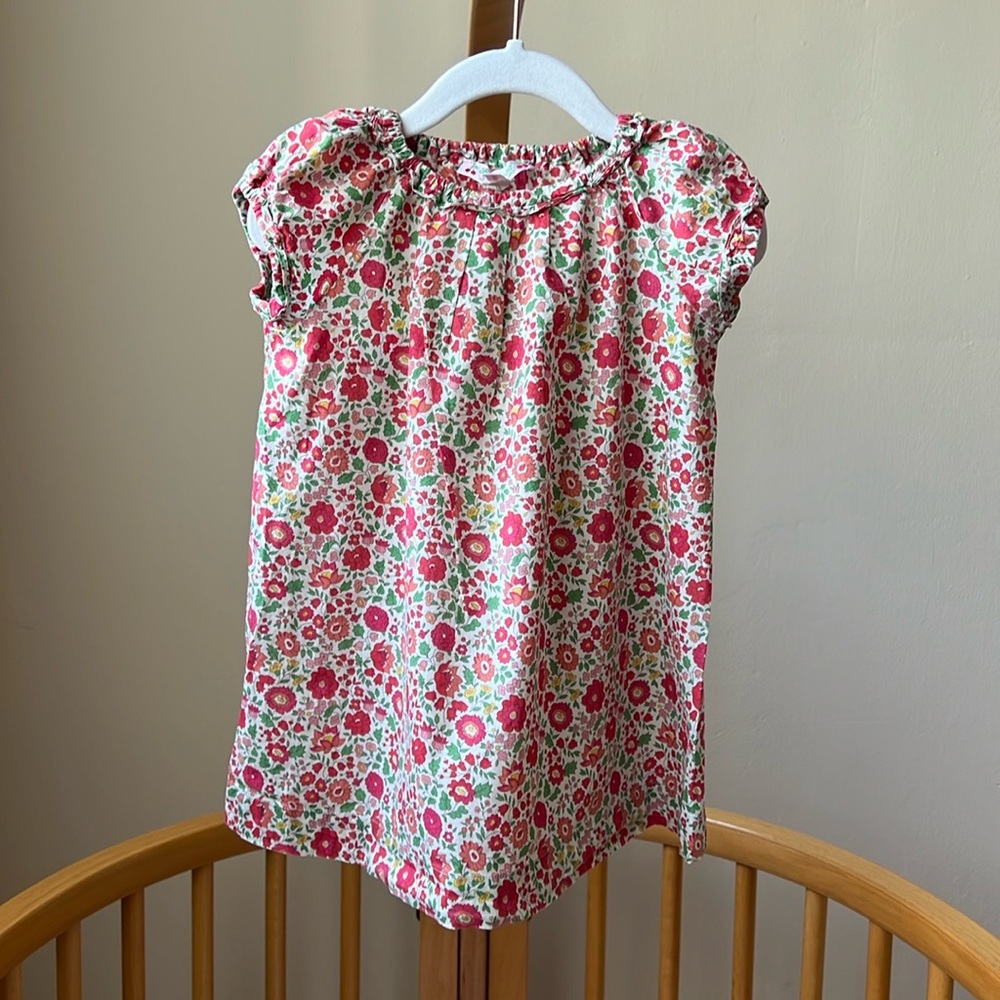 Bonpoint flower dress, liberty print fabric, no buttons or zips, size 2T